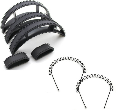 

GadinFashion Pack of Bumpit set of 5 and Zig Zag Hair Band set of 2 Hair Accessories for Women/ Girls for Festive / Hair Styling Hair Accessory Set(Black)