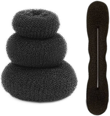 

GadinFashion Combo of Women Hair Accessories (3 Donut + 1 Hair Base Set) For Women and Girls Hair Accessory Set(Black)