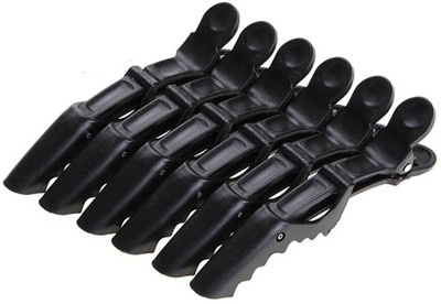 

DC 6Pcs/pack hair Salon Plastic Crocodile Barrette Hair Section Clip Grip Hairdressing Clamps Claw clip tool Accessories Bun(Black)