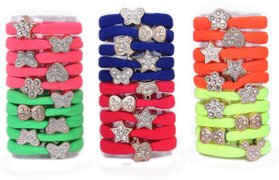 

Stone Gallery Designer Hair Rubber Band For Womens Stylish Ponytail 30 Pcs Hair Rubber Band Box Pack In 6 Different Colors Hair Band, Rubber Band, Head Band(Multicolor)