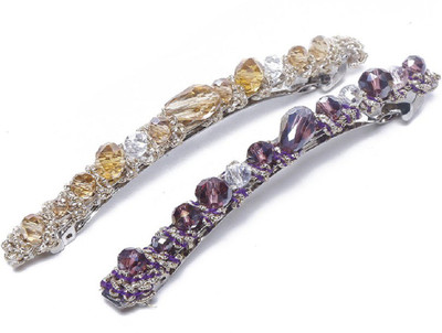 

Futurekart Jewellery Hair Snap Clips 2 in 1 setPurple/Champagne color Hair Clip(Purple, Brown)