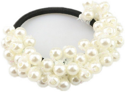 

Futurekart Beaded Pearl Rope Hair BandRubber Band Hair Accessories | Imitation Pearls Beads Elastic Fancy Rubber Band Ties Ponytail Holder Scrunchy for Girls & Women Hair Band(Black, White)