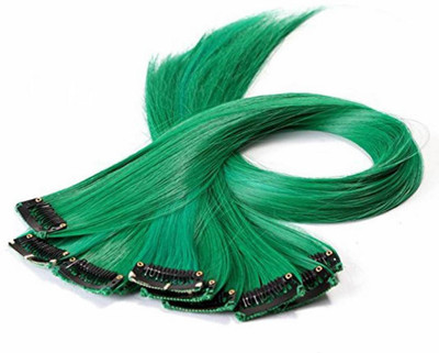 

Vivian Single Clip 9pieces Synthetics Green Coloured Extension For Women & Girls For Teen age Girls Hair Extension