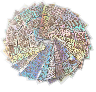 

Zahuu 24Pcs Nail Art Self-Adhesive Stencil Stickers Set Waterproof(Multicolour)