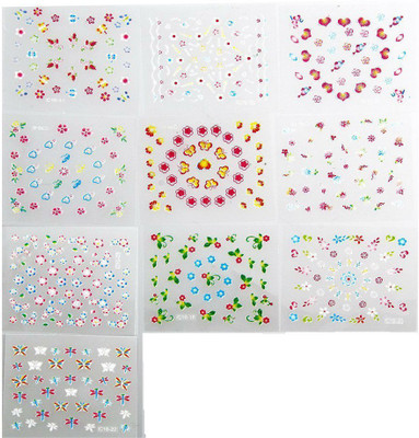 

Zahuu 3D Design Self Adhesive Tip Nail Art Stickers Decals Stamping(Multicolour)