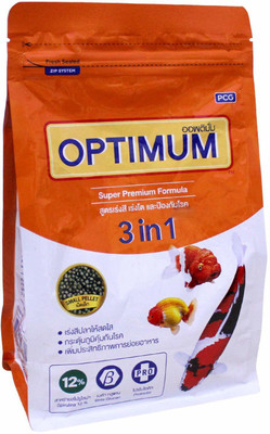 

Foodie Puppies Optimum 3 in 1 Super Formula Fish Food for Carp, Goldfish and Cichlid Spirulina 12% Floating Type Small Pellet 800 g Dry Fish Food