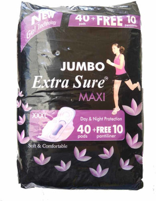 

Extra Sure Maxi XXL Sanitery Pad 40+10 Pantiliner and 25 Wips Free Sanitary Pad(Pack of 40)