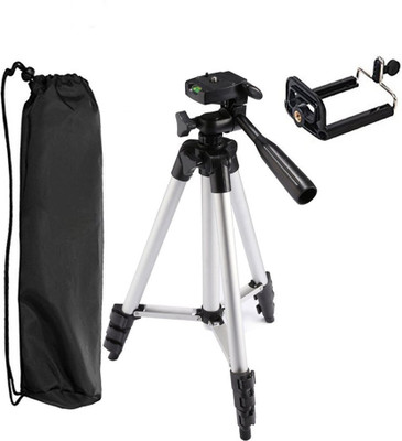 

lifemusic 3110 Portable & Foldable Camera & Mobile Tripod with Mobile Clip Holder Bracket Fully Flexible Mount Cum Tripod Stand with Three-Dimensional Head & Quick Release Plate Tripod Aluminum Alloy Tripod Portable Lightweight Travel 3-sections Stand w/P