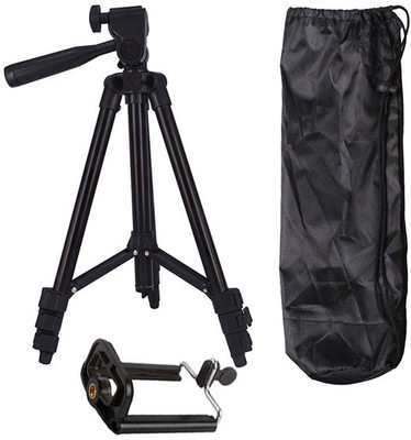 

Blue Birds High Quality Adjustable Aluminium Lightweight Camera Stand Tripod-3120 With Three-Dimensional Head & Quick Release Plate For Video Cameras and mobile clip holder for All Mobiles & Smartphones Tripod(Black, Supports Up to 1500 g)