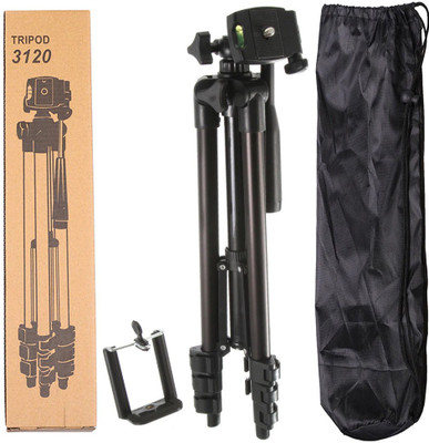 Blue Birds Good Quality Adjustable Aluminium Lightweight Camera Stand Tripod-3120 With Three-Dimensional Head & Quick Release Plate For Video Cameras and mobile clip holder for All Mobiles & Smartphones Tripod(Black, Supports Up to 1500 g)