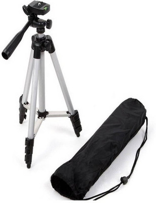 

MobFest Head Adjustable Aluminum 35cm To 102cm Extendable Camera-Tripod With Bracket And Bag Tripod(Silver, Supports Up to 1500 g)