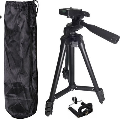 

Blue Birds New Arrival Adjustable Aluminium Lightweight Camera Stand Tripod-3120 With Three-Dimensional Head & Quick Release Plate For Video Cameras and mobile clip holder for All Mobiles & Smartphones Tripod(Black, Supports Up to 1500 g)