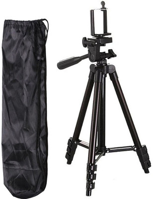 

Blue Birds New Collection Adjustable Aluminium Lightweight Camera Stand Tripod-3120 With Three-Dimensional Head & Quick Release Plate For Video Cameras and mobile clip holder for All Mobiles & Smartphones Tripod(Black, Supports Up to 1500 g)