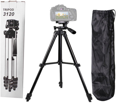 

CASADOMANI New Arrival 3120 Portable & Foldable Camera & Mobile Tripod with Mobile Clip Holder Bracket Fully Flexible Mount Cum Tripod Stand with Three-Dimensional Head & Quick Release Plate mobile phone holder Tripod(Black, Supports Up to 1500 g)
