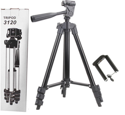 

CASADOMANI New Collection 3120 Portable & Foldable Camera & Mobile Tripod with Mobile Clip Holder Bracket Fully Flexible Mount Cum Tripod Stand with Three-Dimensional Head & Quick Release Plate mobile phone holder Tripod(Black, Supports Up to 1500 g)