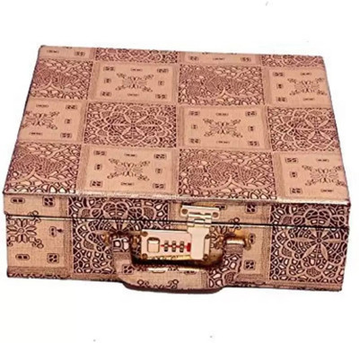 

DC 3 Rods Bangle Organizer Box Hard Board Wooden Coated Jewelry Storage Lockable Bangls Box, Jewelry Box Vanity Box (Golden) bangle Vanity Box(Golden)