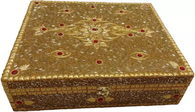 

DC Stylish 4 Rods Bangles Box With Jari Works Made By High Quality Wood And Velvet Size: 38*34*10 Bangles Box Vanity Box (Golden) vanity box Vanity Box(golden)