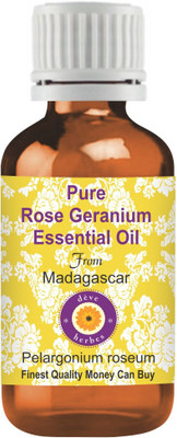 

Deve Herbes Pure Rose Geranium Essential Oil (Pelargonium roseum) 100% Natural Therapeutic Grade Steam Distilled(100 ml)
