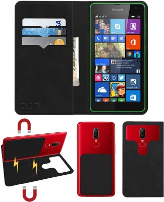 ACM Flip Cover for Microsoft Lumia 535(Black, Cases with Holder, Pack of: 1)