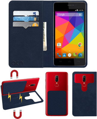ACM Flip Cover for Micromax Unite 3 Q372(Blue, Cases with Holder, Pack of: 1)