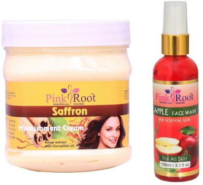 

Pink Root SAFRON CREAM 500GM WITH APPLE FACE WASH 100ML(Set of 2)