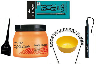 

ellie Hair Brush&Bowl,ZigZag Hair Band, Eyeconic Kajal, Opti Care Smooth Straight Spa,Pen Eyeliner(Set of 6)