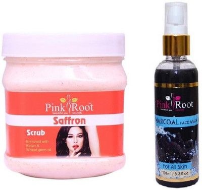 

Pink Root SAFRON SCRUB 500GM WITH DIAMOND FACE WASH 100ML(Set of 2)