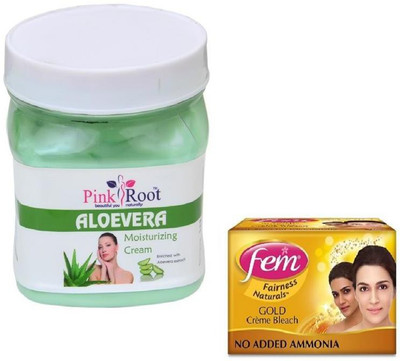

Pink Root ALOEVERA CREAM 500GM WITH FEM GOLD BLEACH 30GM(Set of 2)