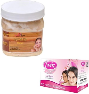 PINKROOT GOLD SCRUB 500GM WITH FEM SAFFRON BLEACH 64GM(2 Items in the set)