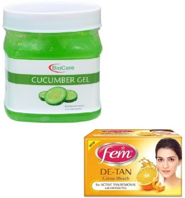 BIOCARE CUCUMBER GEL 500GM WITH FEM DE-TAN BLEACH 30GM(2 Items in the set)