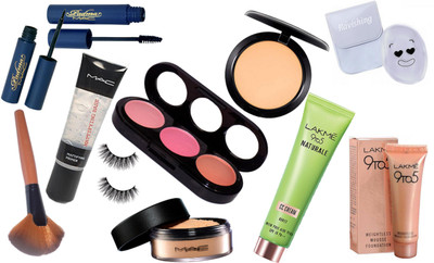 

ravishing Silicon Puff, Eyelashes, Makeup Brush, Eyeliner With Mascara, 3 Shade Blusher, Loose Powder, Compact, Primer, 9to5 Mousse Foundation With Naturale CC Cream(Set of 11)