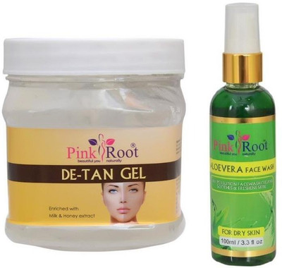 

Pink Root DE-TAN GEL 500GM WITH ALOEVERA FACE WASH 100ML(Set of 2)