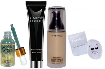 

Dazzling Silicon puff, match master foundation, Absolute Blur Perfect Primer, 9to5 Face Serum(Set of 4)