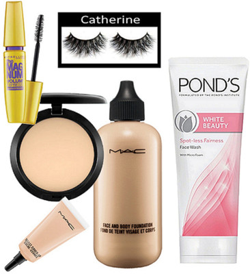 

catherine Eyelashes, Face And Body Foundation, Studio Fix Compact, Select Cover-Up Concealer, New York The Mag Num Volum Express Waterproof Mascara, White Beauty Spot-Less Fairness Face Wash(Set of 6)