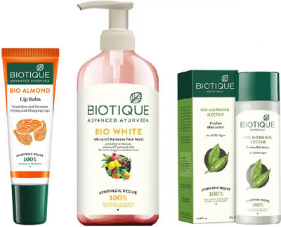 

BIOTIQUE BIO Advanced Fairness Face Wash, Bio Morning Nectar Flawless Skin Lotion For All Skin Types , LIP BALM(Set of 3)