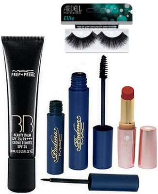 

Ellie Eyelashes,Prep+Prime BB Cream Foundation, Padma Liquid Eyeliner+Mascara, 9 to 5 Primer+Matte lipstick (set of 5)(Set of 5)