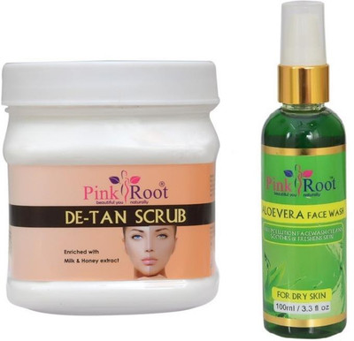 

Pink Root DE-TAN SCRUB 500GM WITH ALOEVERA FACE WASH 100ML(Set of 2)