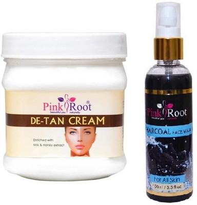 

Pink Root DE-TAN CREAM 500GM WITH DIAMOND FACE WASH 100ML(Set of 2)