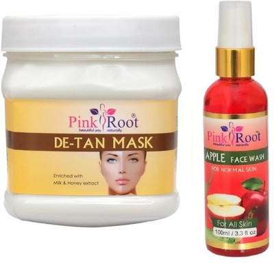 

Pink Root DE-TAN MASK 500GM WITH APPLE FACE WASH 100ML(Set of 2)