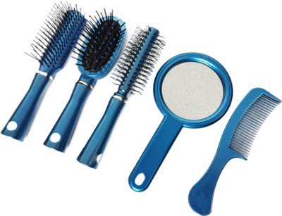 

Diamond Finish High Quality Hair Brush Combo Kit With Hand Mirror(Set of 5)