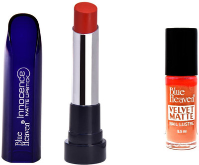 

Blue Heaven Innocence orange Matte Lipstick with matte orange nail Luster(Set of 2)