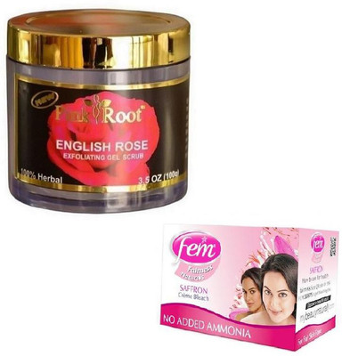 

Pink Root ENGLISH ROSE SCRUB 100GM WITH FEM SAFFRON BLEACH 64GM(Set of 2)