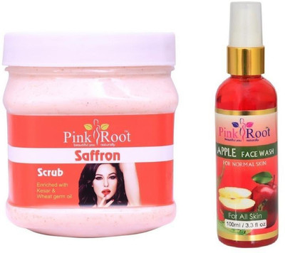 

Pink Root SAFRON SCRUB 500GM WITH APPLE FACE WASH 100ML(Set of 2)