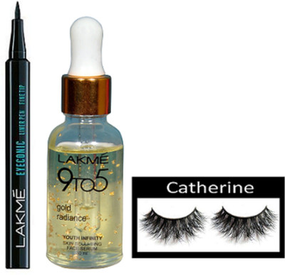 

Catherine Eyelashes, Eyeconic Pen Eyeliner, Face Serum(Set of 3)