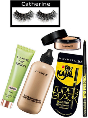 

catherine Eyelashes, Face And Body Foundation, Loose Powder, Colossal Super Black Kajal 2, 9to5 Naturale Cc Cream(Set of 6)