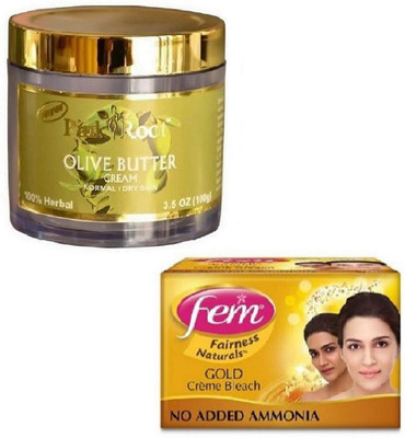 

Pink Root OLIVE BUTTER CREAM 100GM WITH FEM GOLD BLEACH 30GM(Set of 2)