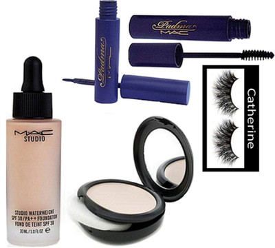 

catherine Eyelashes, Padma Eyeliner And Mascara, Studio Waterweight Foundation, Studio Fix Compact(Set of 5)