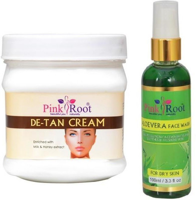 

Pink Root DE-TAN CREAM 500GM WITH ALOEVERA FACE WASH 100ML(Set of 2)