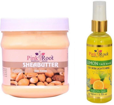 

Pink Root SHEA BUTTER CREAM 500GM WITH LEMON FACE WASH 100ML(Set of 2)