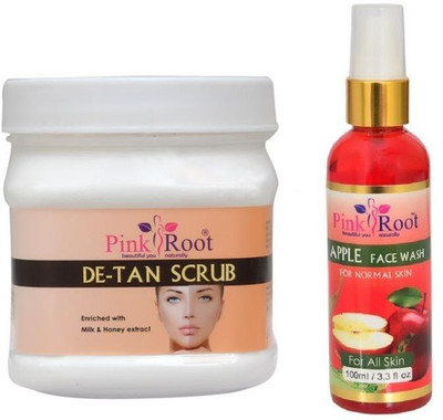 

Pink Root DE-TAN SCRUB 500GM WITH APPLE FACE WASH 100ML(Set of 2)